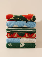 Load image into Gallery viewer, Green Stripes Cotton Terry Towel