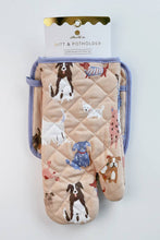 Load image into Gallery viewer, Cotton Oven Mitt + Pot Holder Set - Dogs