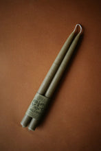 Load image into Gallery viewer, Moss Green Hand Dipped Beeswax Tapers