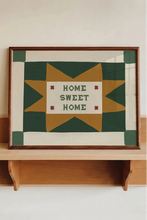 Load image into Gallery viewer, Home Sweet Home Patchwork Print - Green &amp; Mustard
