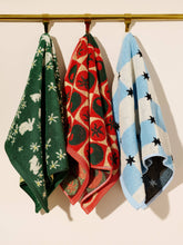 Load image into Gallery viewer, Blue + White Star Checkers Cotton Terry Towel