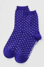 Load image into Gallery viewer, Crew Sock - Micro Blue and White Polka Dot