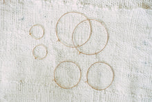 Load image into Gallery viewer, Three sizes of 14k Gold hoops